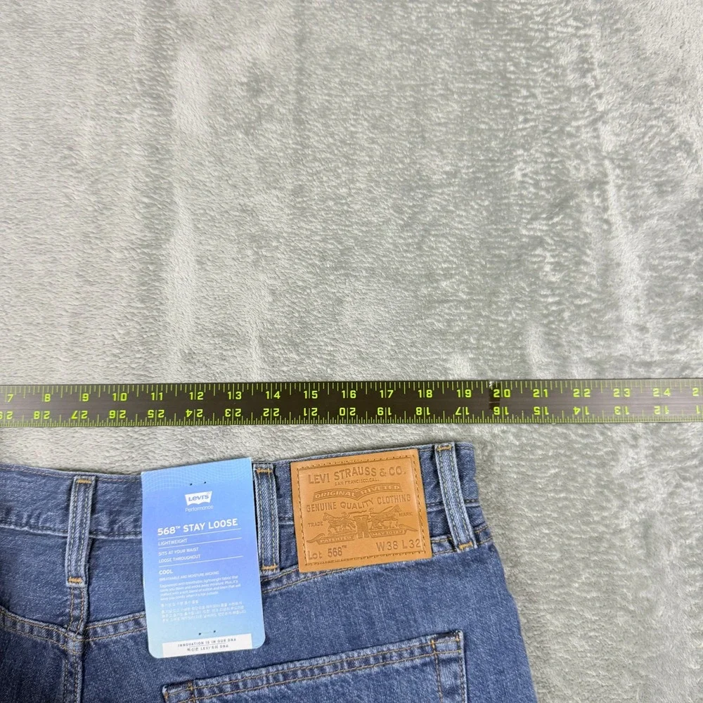 Levis Mens 38x32 568 Stay Loose Jeans Blue Denim Premium Lightweight